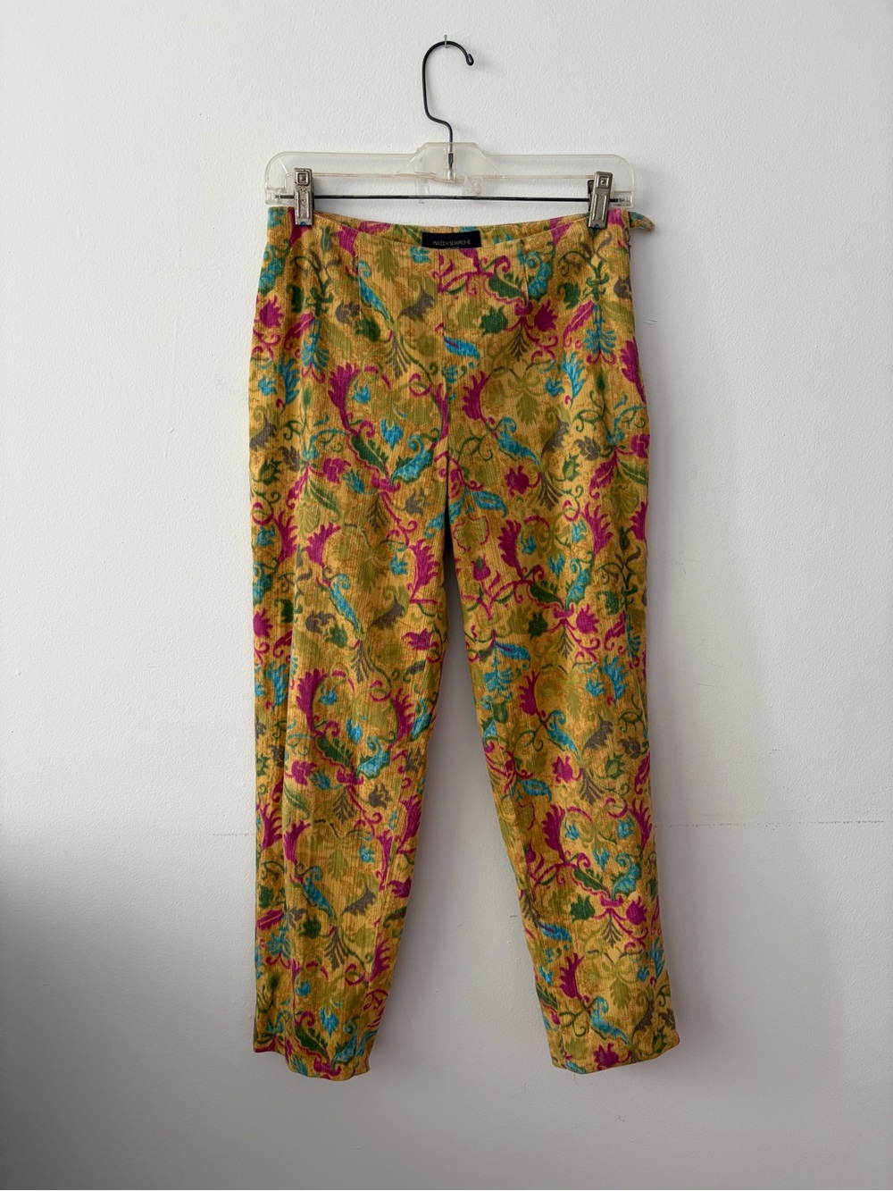 Piazza Sempione Capri Italian Paisley Floral Pants Size IT 42 US 6 Yellow Pink